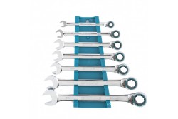 Набор ключей комбинированных с трещоткой, 8-19 мм, 7 шт, реверсивные, CrV Gross